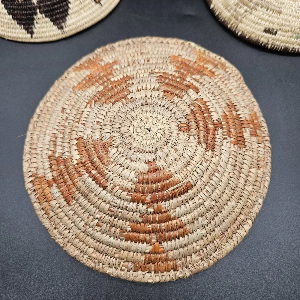 Southwestern Native American Style Woven Coil Baskets Bowls Boho Small Lot of 3